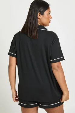 boohoo Ensemble Pyjama Grande Taille En Jersey Avec Passepoil, Haut À Manches Courtes Et Short<Femme Pyjamas