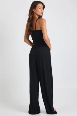 Ensemble Pyjama Grande Taille Caraco Ajouré Et Pantalon Large