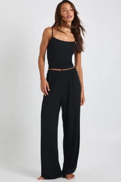 Ensemble Pyjama Grande Taille Caraco Ajouré Et Pantalon Large