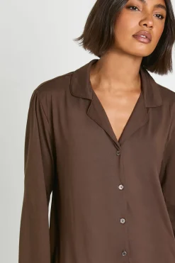 Ensemble Pyjama Grande Taille Chemise Et Pantalon À Boutons Toucher Doux
