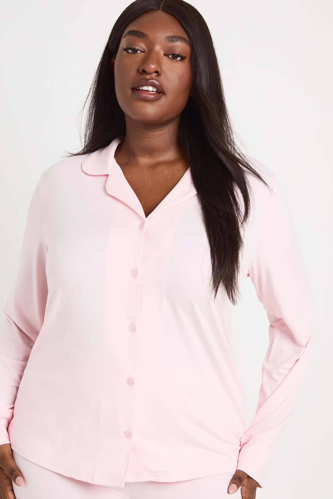 Ensemble Pyjama Grande Taille Chemise Boutonnée Et Pantalon En Tissu Doux Au Toucher