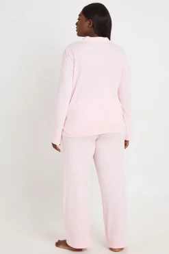 Ensemble Pyjama Grande Taille Chemise Boutonnée Et Pantalon En Tissu Doux Au Toucher