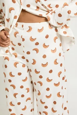 boohoo Ensemble Pyjama Grande Taille Imprimé Croissant Chemise Manches Longues & Pantalon<Femme Pyjamas