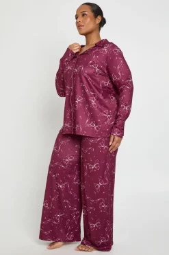 Ensemble Pyjama Grande Taille Chemise À Manches Longues Et Pantalon Imprimé Nœuds