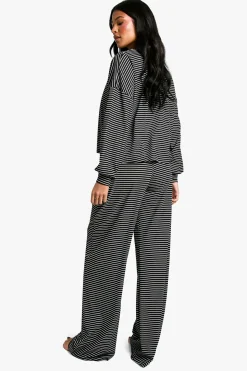 Ensemble Pyjama Grande Taille Haut À Manches Longues Rayé Et Pantalon