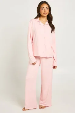 boohoo Ensemble Pyjama Haut À Manches Longues Et Pantalon En Jersey Doux<Femme Pyjamas