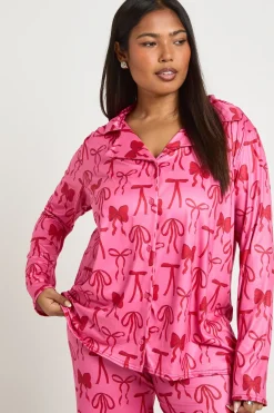 boohoo Ensemble pyjama à manches longues et pantalon à motif nœud Plus<Femme Pyjamas