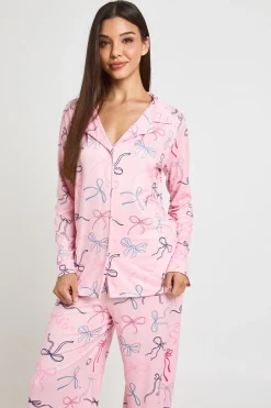 boohoo Ensemble Pyjama À Manches Longues Et Pantalon Imprimé Nœuds<Femme Pyjamas