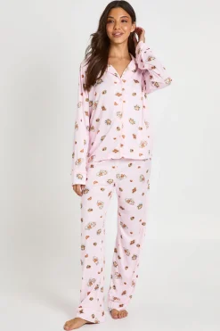 boohoo Ensemble Pyjama À Manches Longues Et Pantalon Avec Imprimé Petit-déjeuner Et Détails Passepoilés<Femme Pyjamas