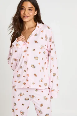 boohoo Ensemble Pyjama À Manches Longues Et Pantalon Avec Imprimé Petit-déjeuner Et Détails Passepoilés<Femme Pyjamas