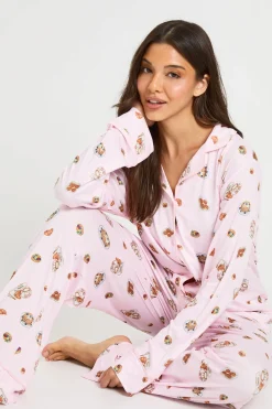 Ensemble Pyjama À Manches Longues Et Pantalon Imprimé Citrouilles Et Nœuds Automnaux