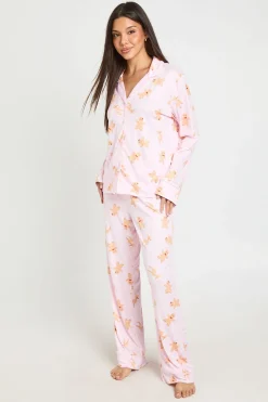Ensemble Pyjama À Manches Longues Et Pantalon Avec Imprimé Pain D'épices De Noël Et Détails Passepoilés