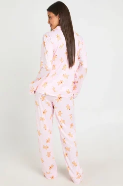 Ensemble Pyjama À Manches Longues Et Pantalon Avec Imprimé Pain D'épices De Noël Et Détails Passepoilés