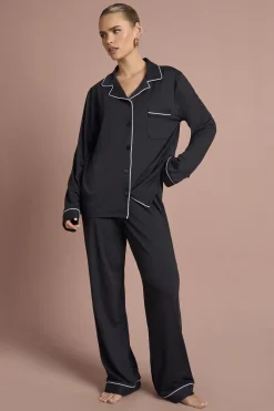 boohoo Ensemble Pyjama Mariée 'demoiselle D'honneur' En Jersey Brodé Chemise Manches Longues Et Pantalon<Femme Pyjamas