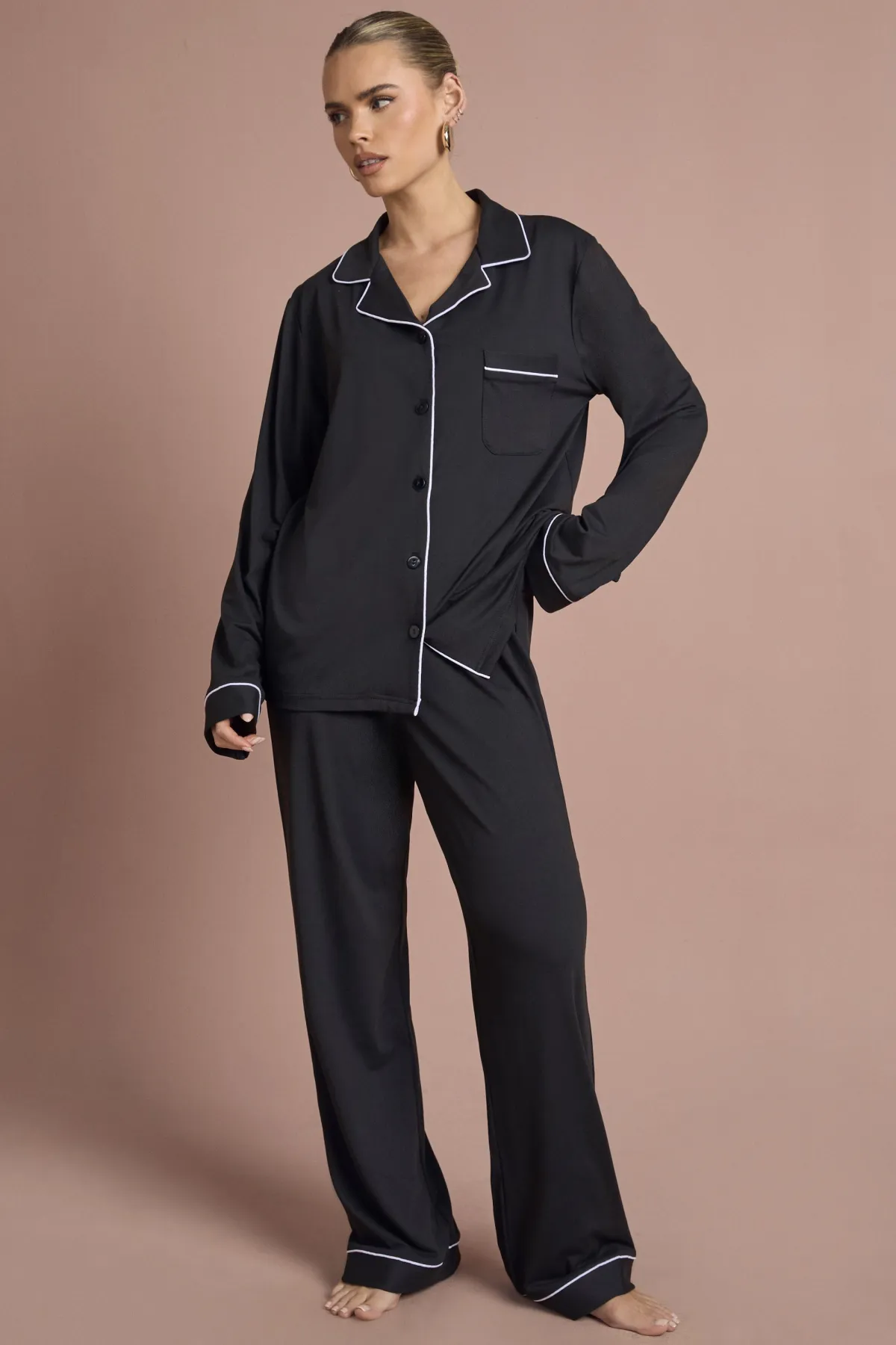 boohoo Ensemble Pyjama Mariée 'demoiselle D'honneur' En Jersey Brodé Chemise Manches Longues Et Pantalon<Femme Pyjamas