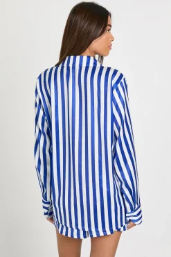 boohoo Ensemble pyjama oversize à rayures contrastées : chemise et short<Femme Pyjamas