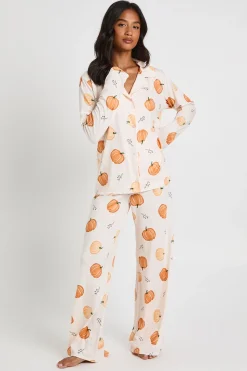 Ensemble Pyjama Petite Avec Chemise À Manches Longues Et Pantalon Imprimé Citrouilles D'Halloween