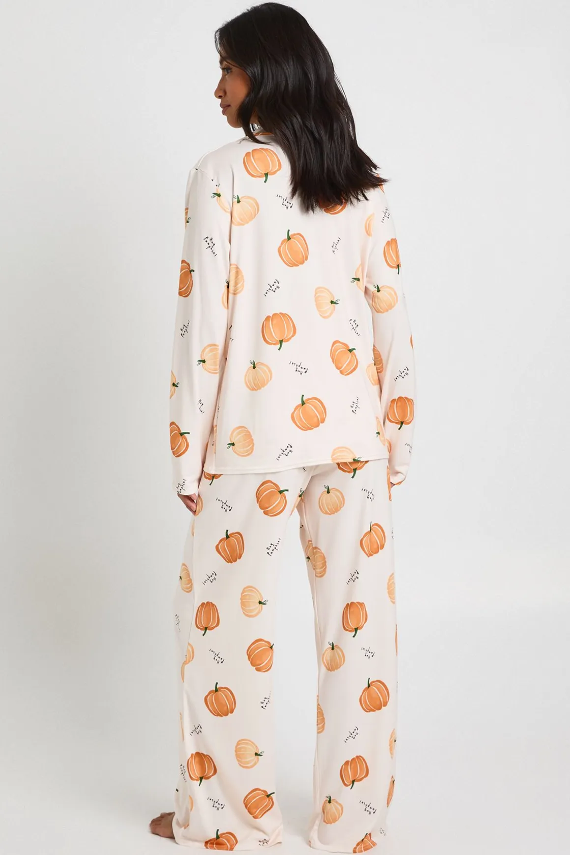 Ensemble Pyjama Petite Avec Chemise À Manches Longues Et Pantalon Imprimé Citrouilles D'Halloween