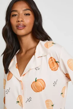 Ensemble Pyjama Petite Avec Chemise À Manches Longues Et Pantalon Imprimé Citrouilles D'Halloween