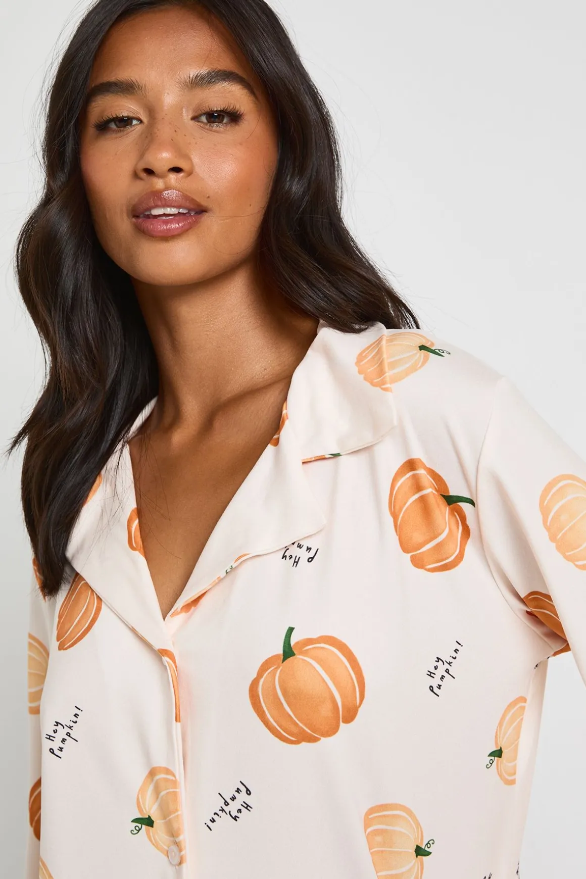 Ensemble Pyjama Petite Avec Chemise À Manches Longues Et Pantalon Imprimé Citrouilles D'Halloween