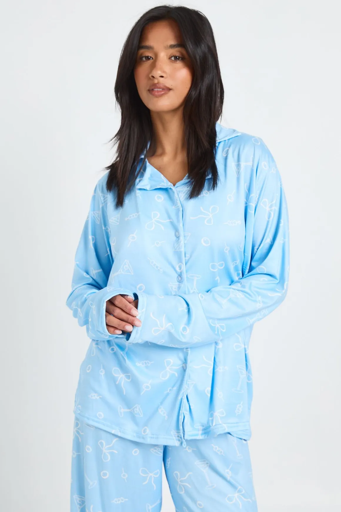 Ensemble Pyjama Petite Avec Haut À Manches Longues Et Pantalon Imprimé Martini Et Nœuds