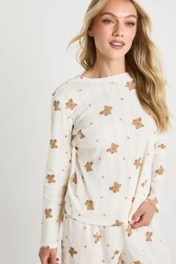 Ensemble Pyjama Petite Avec Haut À Manches Longues Imprimé Ours Pointelle Et Pantalon Large