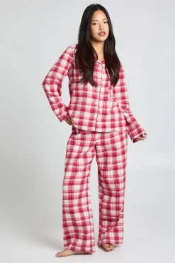 boohoo Ensemble pyjama Petite Brushed Check : chemise à manches longues et pantalon<Femme Pyjamas