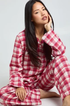 boohoo Ensemble pyjama Petite Brushed Check : chemise à manches longues et pantalon<Femme Pyjamas
