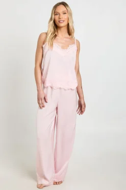 Ensemble Pyjama Petite Cami Et Pantalon Avec Bordure En Dentelle Cils