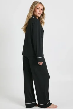 Ensemble Pyjama Petite Chemise À Manches Longues Et Pantalon Avec Détail Passepoil En Jersey
