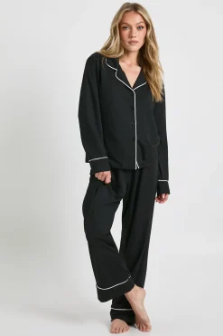 Ensemble Pyjama Petite Chemise À Manches Longues Et Pantalon Avec Détail Passepoil En Jersey