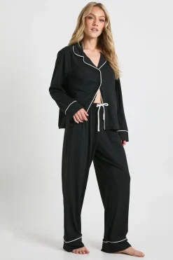 Ensemble Pyjama Petite Chemise À Manches Longues Et Pantalon Avec Détail Passepoil En Jersey