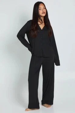 Ensemble Pyjama Petite Taille Chemise Boutonnée Et Pantalon En Tissu Doux Au Toucher