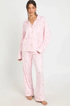 Ensemble Pyjama 3 Pièces Chemise Et Pantalon Manches Longues Imprimé Martini