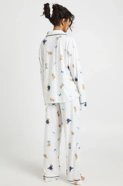 Ensemble Pyjama 3 Pièces Manches Longues Motif Chiot Nœud Papillon
