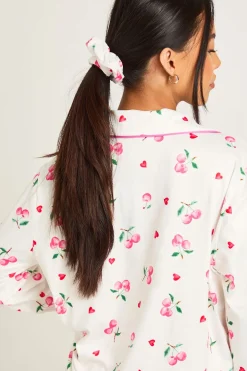 Ensemble Pyjama 3 Pièces Petite Taille Imprimé Cerises Haut Manches Longues & Pantalon