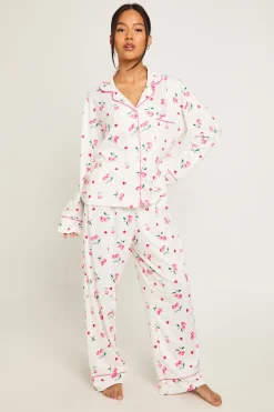 Ensemble Pyjama 3 Pièces Petite Taille Imprimé Cerises Haut Manches Longues & Pantalon