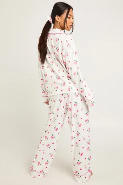 Ensemble Pyjama 3 Pièces Petite Taille Imprimé Cerises Haut Manches Longues & Pantalon