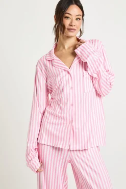 Ensemble Pyjama 3 Pièces Tall Chemise À Manches Longues Et Pantalon À Rayures Candy