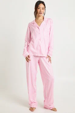 Ensemble Pyjama 3 Pièces Tall Chemise À Manches Longues Et Pantalon À Rayures Candy