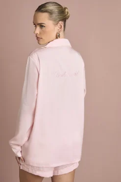 Ensemble Pyjama Satiné Brodé 'Demoiselle d'Honneur' Haut Manches Longues & Short