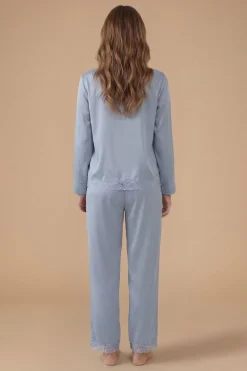 Oasis Ensemble Pyjama Satiné Coupe Large avec Bordure en Dentelle<Femme Satin Et Dentelle|Pyjamas
