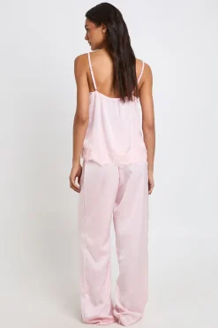boohoo Ensemble Pyjama Tall Caraco Et Pantalon À Bordure De Dentelle Cils<Femme Satin Et Dentelle|Pyjamas