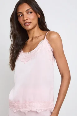 boohoo Ensemble Pyjama Tall Caraco Et Pantalon À Bordure De Dentelle Cils<Femme Satin Et Dentelle|Pyjamas