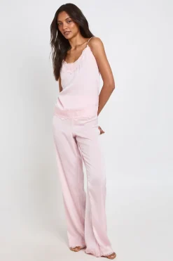 boohoo Ensemble Pyjama Tall Caraco Et Pantalon À Bordure De Dentelle Cils<Femme Satin Et Dentelle|Pyjamas