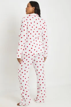 Ensemble Pyjama Tall Chemise À Manches Longues Et Pantalon En Mousseline Imprimé Cœurs