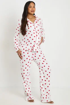 Ensemble Pyjama Tall Chemise À Manches Longues Et Pantalon En Mousseline Imprimé Cœurs