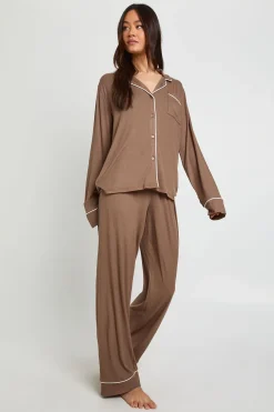 Ensemble Pyjama Tall Côtelé Doux Chemise Manches Longues & Pantalon