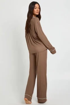 Ensemble Pyjama Tall Côtelé Doux Chemise Manches Longues & Pantalon