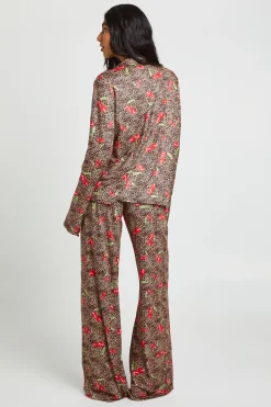 boohoo Ensemble Pyjama Tall Manches Longues Motif Cerises et - Haut et Pantalon<Femme Imprimé Léopard|Pyjamas